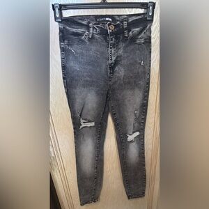Fashion‎ Nova Charcoal Acid Wash Distressed Skinny Jeans